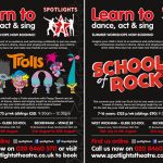 Flyer Summer School. Trolls. School of Rock.